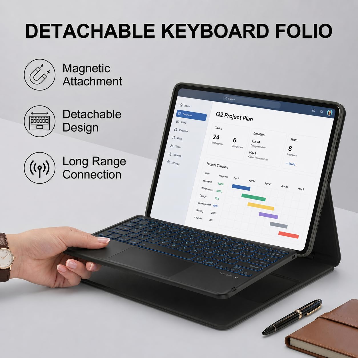 QYiiD Touchpad Keyboard Case for 2025 Lenovo Idea Tab Plus 12.1